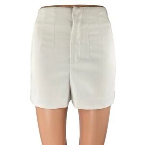 En Saison Women's White High Waisted Pleated Straight Mini Shorts Size XS